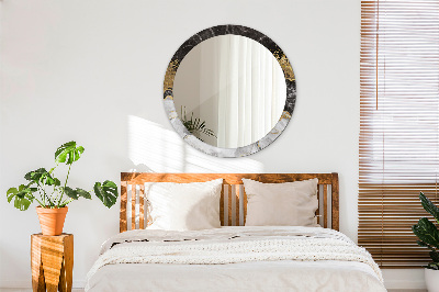 Miroir rond avec décoration Marbre et or