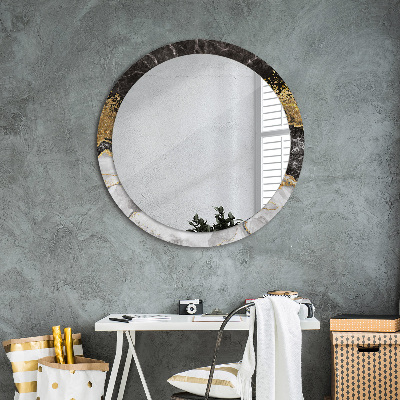 Miroir rond avec décoration Marbre et or