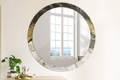 Miroir rond avec décoration Marbre et or