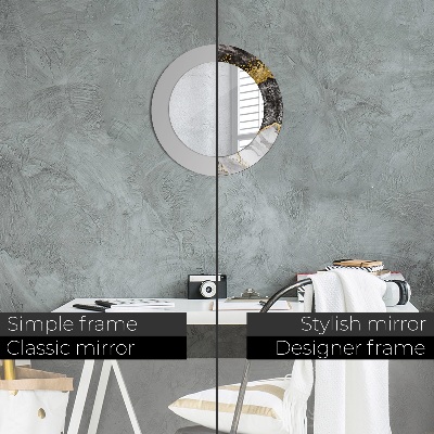 Miroir rond avec décoration Marbre et or