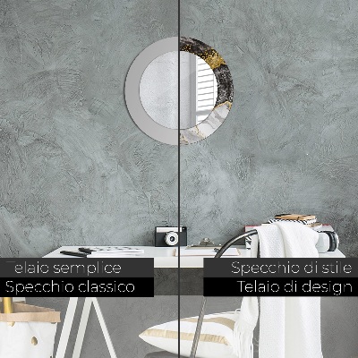 Miroir rond avec décoration Marbre et or
