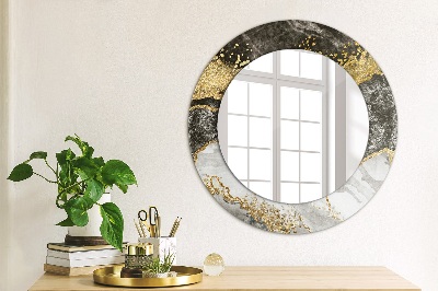 Miroir rond avec décoration Marbre et or