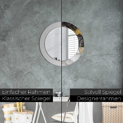 Miroir rond avec décoration Marbre et or