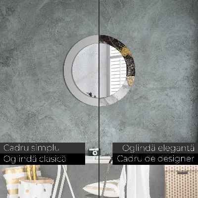 Miroir rond avec décoration Marbre et or