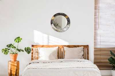Miroir rond avec décoration Marbre et or