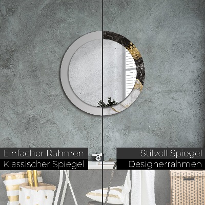 Miroir rond avec décoration Marbre et or