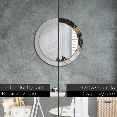 Miroir rond avec décoration Marbre et or