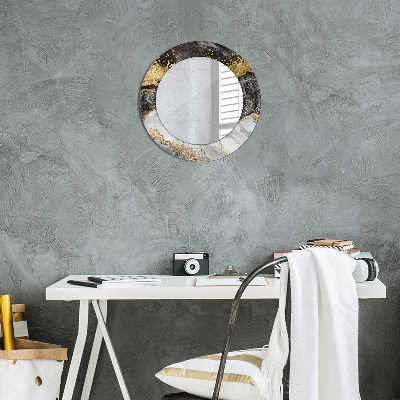 Miroir rond avec décoration Marbre et or
