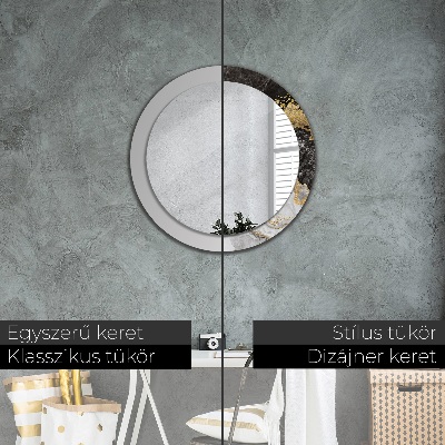 Miroir rond avec décoration Marbre et or
