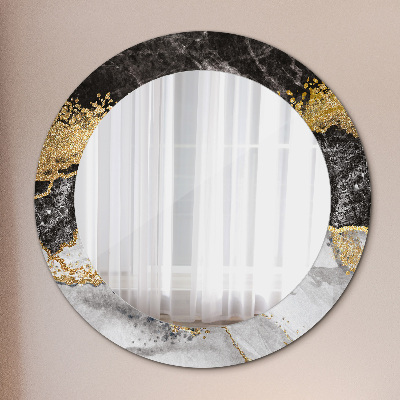 Miroir rond avec décoration Marbre et or