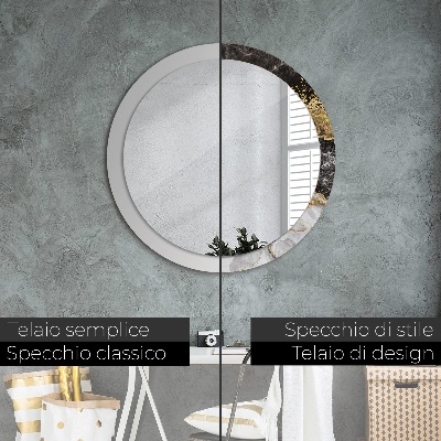 Miroir rond avec décoration Marbre et or