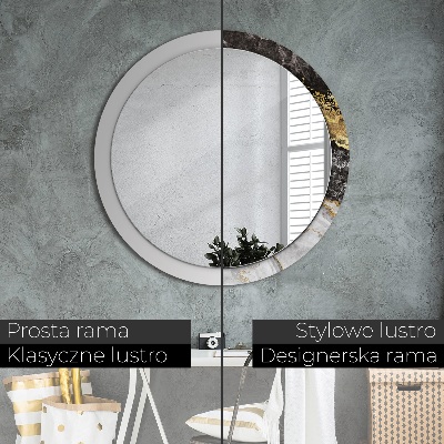 Miroir rond avec décoration Marbre et or