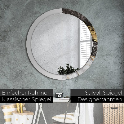 Miroir rond avec décoration Marbre et or