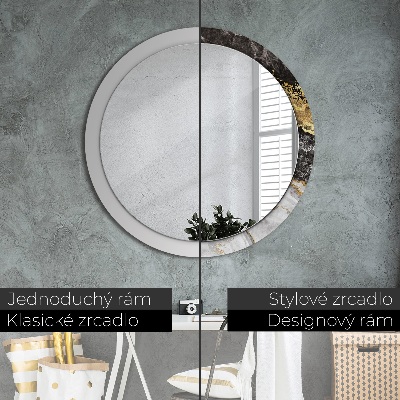 Miroir rond avec décoration Marbre et or