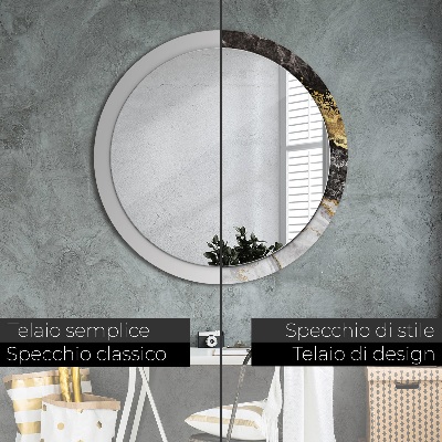 Miroir rond avec décoration Marbre et or