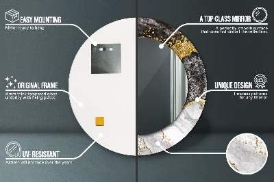 Miroir rond avec décoration Marbre et or