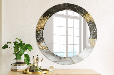 Miroir rond avec décoration Marbre et or