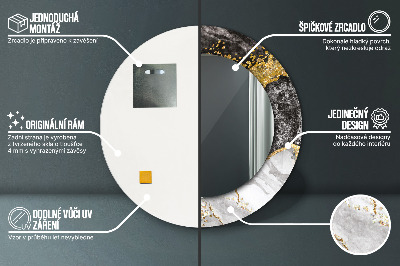 Miroir rond avec décoration Marbre et or