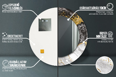 Miroir rond avec décoration Marbre et or