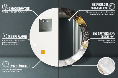 Miroir rond avec décoration Marbre et or