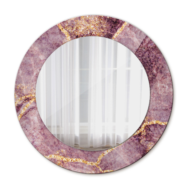 Miroir rond imprimé Marbre avec de l'or