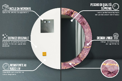 Miroir rond imprimé Marbre avec de l'or