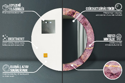 Miroir rond imprimé Marbre avec de l'or