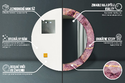 Miroir rond imprimé Marbre avec de l'or