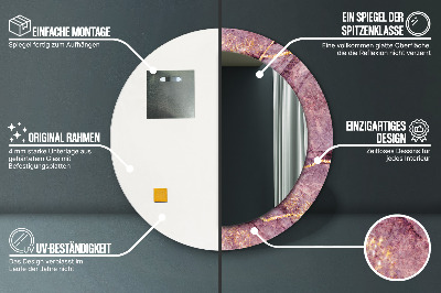 Miroir rond imprimé Marbre avec de l'or