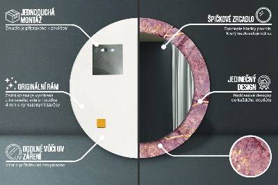 Miroir rond imprimé Marbre avec de l'or