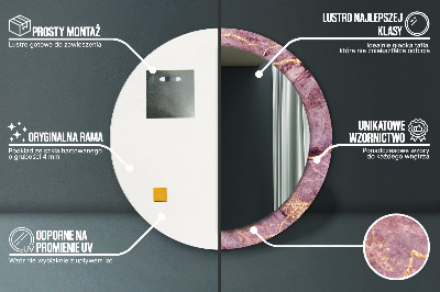 Miroir rond imprimé Marbre avec de l'or