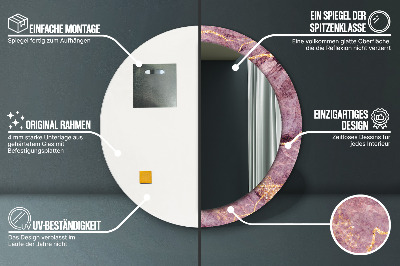 Miroir rond imprimé Marbre avec de l'or