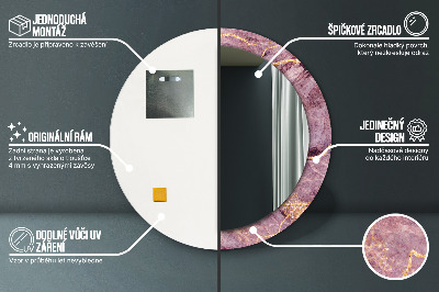 Miroir rond imprimé Marbre avec de l'or