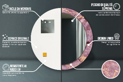 Miroir rond imprimé Marbre avec de l'or