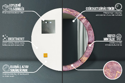 Miroir rond imprimé Marbre avec de l'or