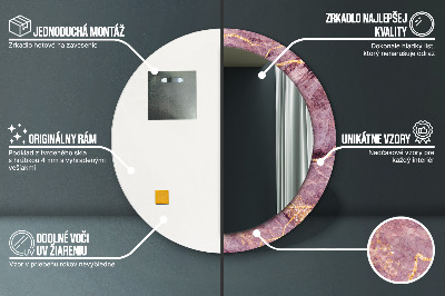 Miroir rond imprimé Marbre avec de l'or