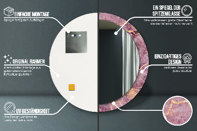 Miroir rond imprimé Marbre avec de l'or