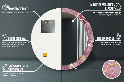 Miroir rond imprimé Marbre avec de l'or