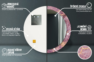Miroir rond imprimé Marbre avec de l'or