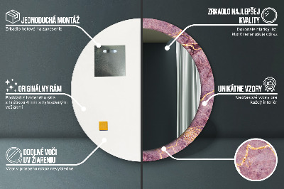 Miroir rond imprimé Marbre avec de l'or