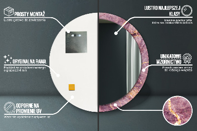 Miroir rond imprimé Marbre avec de l'or