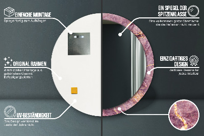 Miroir rond imprimé Marbre avec de l'or