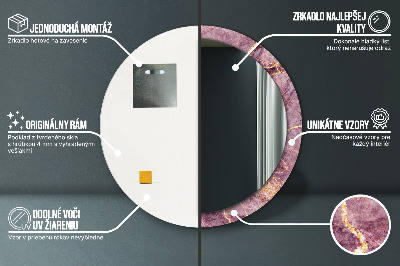 Miroir rond imprimé Marbre avec de l'or
