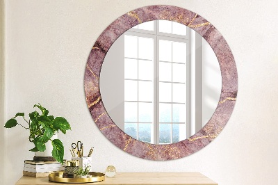 Miroir rond imprimé Marbre avec de l'or