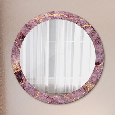 Miroir rond imprimé Marbre avec de l'or