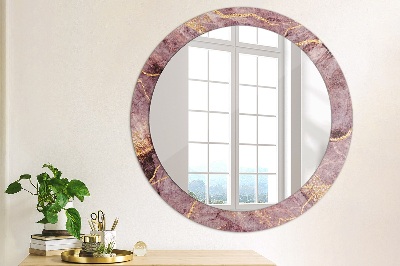 Miroir rond imprimé Marbre avec de l'or