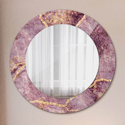 Miroir rond imprimé Marbre avec de l'or