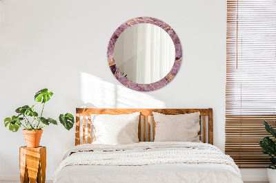 Miroir rond imprimé Marbre avec de l'or