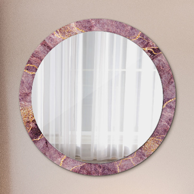 Miroir rond imprimé Marbre avec de l'or