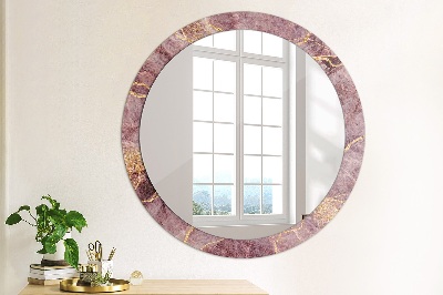Miroir rond imprimé Marbre avec de l'or